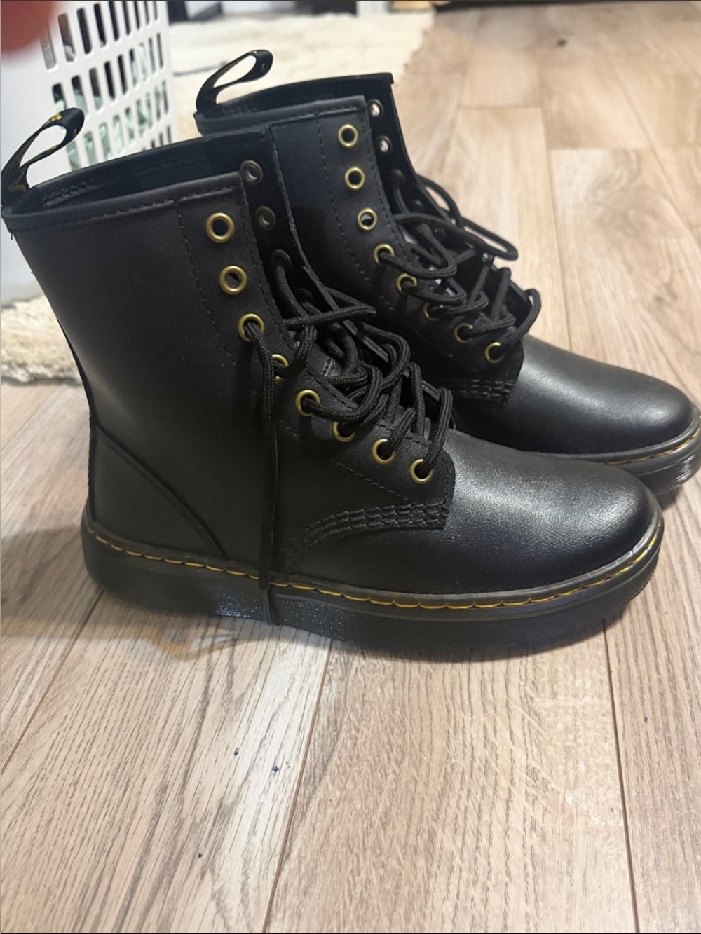 Dr. Martens Black Boots with Yellow Outsole
